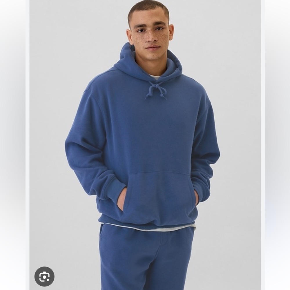 GAP Vintage Soft Oversized Fleece Hoodie Dusty Blue NWT Size L